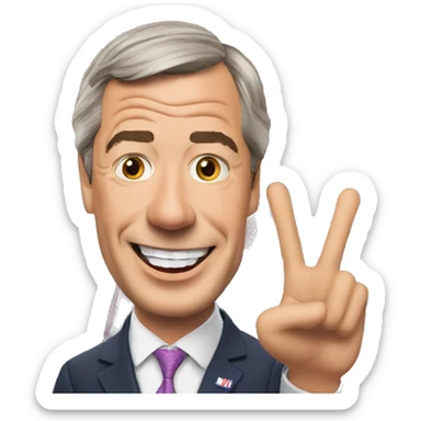 Nigel Farage waving a Union Jack flag  sticker