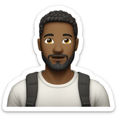 young man, 30 years old, with white skin and a beard, 1.70 tall in front of several houses sticker