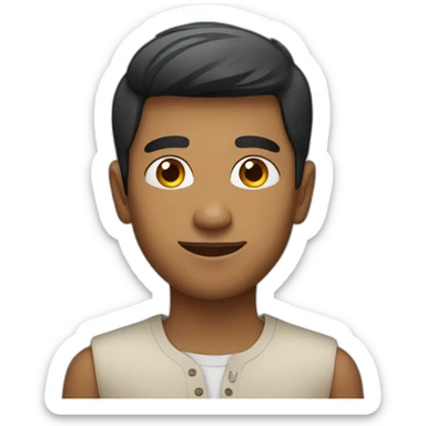 A young Indian man with a clean haircut and squared face sticker