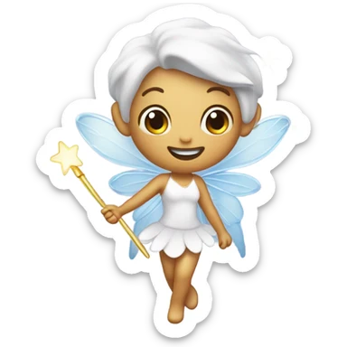 Flying tooth fairy with wand and tooth sticker