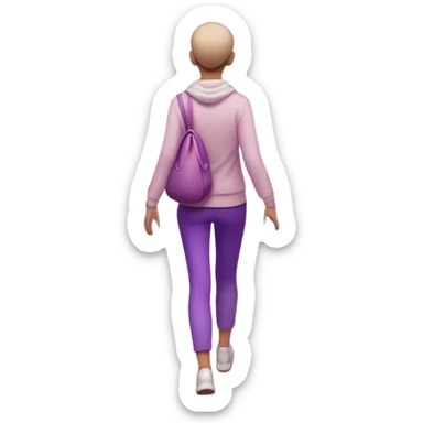 A small figure walks back across a foggy bridge, holding soft pink and purple orbs in each hand—symbolizing compassion and forgiveness. A gentle heart aura trails behind them, showing healing in motion. sticker