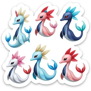 Primarina-Meloetta-Darkrai-Cresselia-Milotic-Amaura-Pokémon-Fakémon-fusion, full body sticker