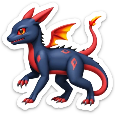 Cute Guilmon-Salandit-Umbreon-Fakémon-hybrid-creature (full body)  sticker