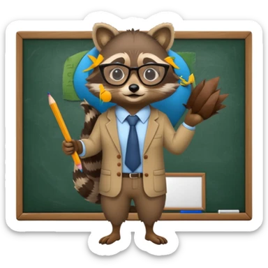 Racoon teacher full body near school board sticker