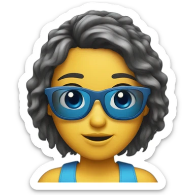 Chica con el pelo azul y gafas sticker