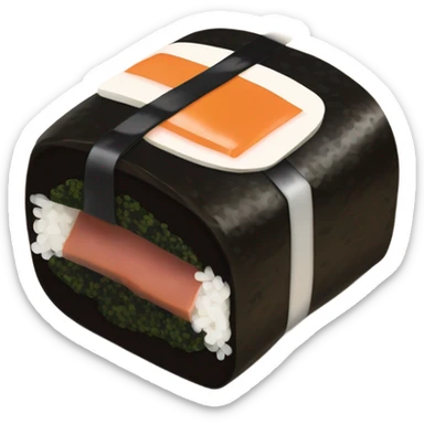 Spam musubi with rice, a slice of spam wrapped in nori sticker