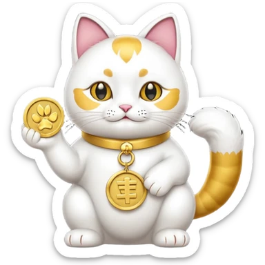 Lucky cat with coin in hand sticker