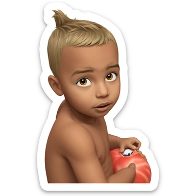 young boy gazing at viewer sticker