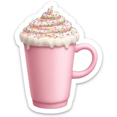 Light pink latte with sprinkles tied with a bow sticker