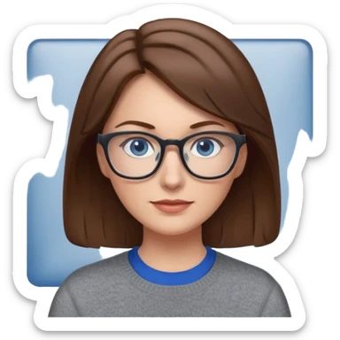 brown hair blue eyes glasses teacher female sticker
