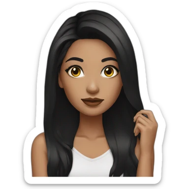 Eyeliner girl black hair sticker