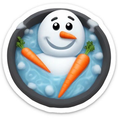 Snowman in a hot tub  sticker