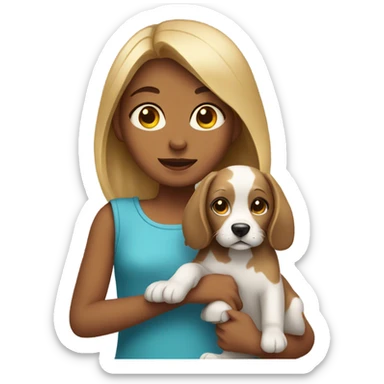 girl with dog smiling sticker
