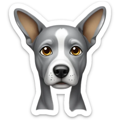 Grey dog with short legs pointy ears sticker