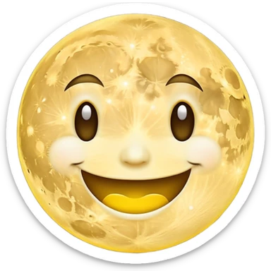 A full moon with a happy smiling face sticker