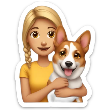 Girl with corgi sticker