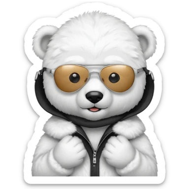 baby Polar bear with aviators sticker