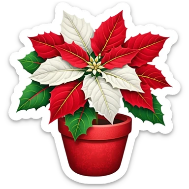 Red and white poinsettia sticker