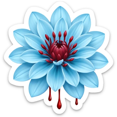 light dahlia  blue flower spilling wblood sticker