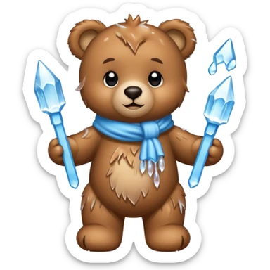 Teddy bear with icicles on her sticker