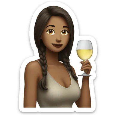 brunette girl sipping white wine sticker