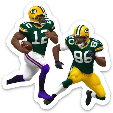 Packers player trucking a Vikings player sticker
