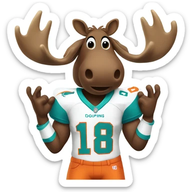 Moose with Miami dolphins jersey sticker