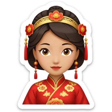 flirty face with chinese costume sticker
