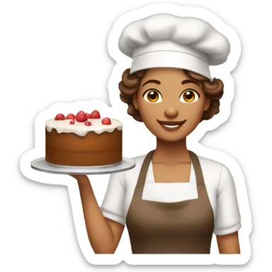 Girded cake baker woman, light brown skin and brown hair sticker