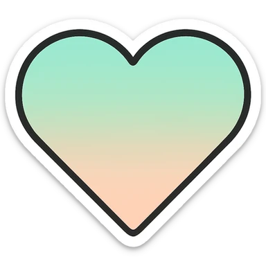 gradient heart icon with clean lines, modern icon style, mint and peach gradient, no text sticker