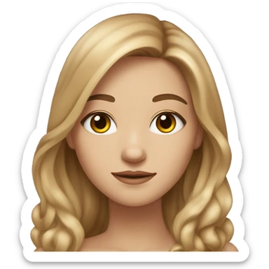 A girl with long light brown hair, hazel eyes, fair skin, long eyelashes and drawn eyebrows sticker