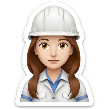 Female engineer with white safety helmet and long hair sticker