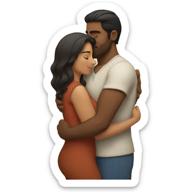 Thick brunette woman hugging Indian man sticker