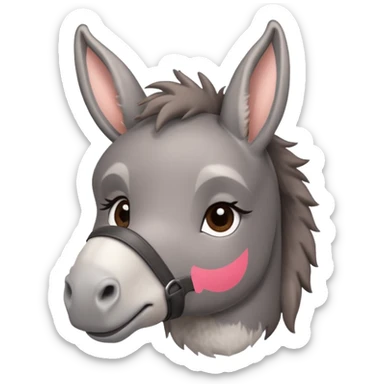Cute donkey side face with blush sticker