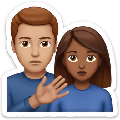 Une homme châtain possessif qui essaye d’attraper le cou de sa femme brune sticker