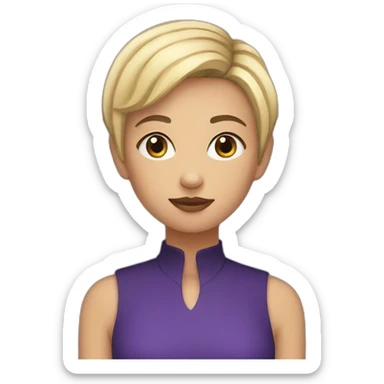 girl with a short blonde haircut and a raven on her shoulder sticker