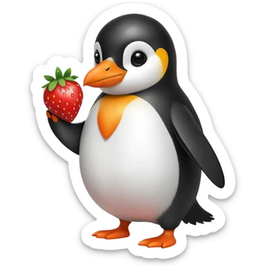 Penguin strawberry sticker