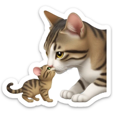 cat kissing mouse sticker