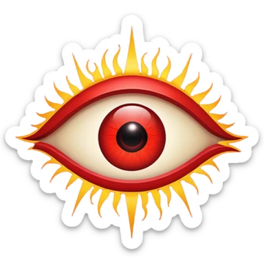 Occult eye symbol glowing red, protective ward, minimal esoteric design sticker