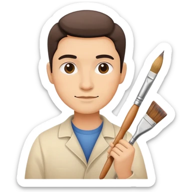 Artist painter with paintbrush sticker