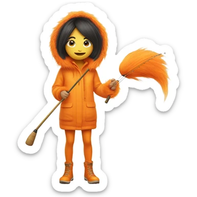 asian girl fishing in a lorax costume sticker