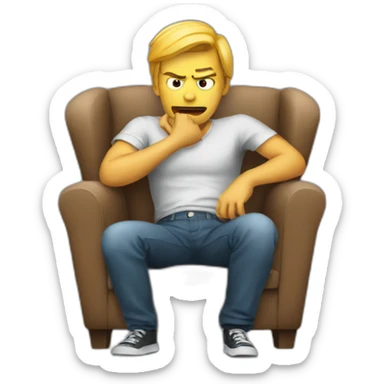 Person Waiting furious in a armchair sticker