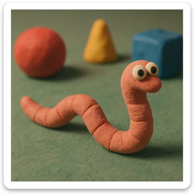 worm in claymation style sticker