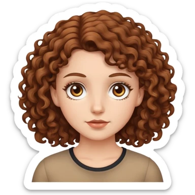 white girl with brown curly hair and brown eyes sticker