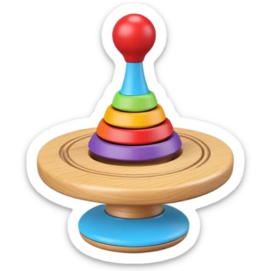spinning top toy with motion lines, fun and friendly sticker