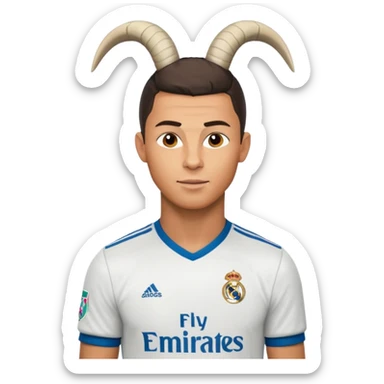 I want Ronaldo in Madrid and something over his head saying GOAT sticker