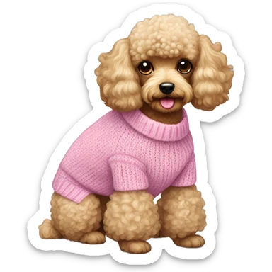 Toy poodle wearing pink sweater  sticker