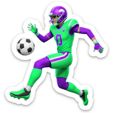  sports icon in neon purple and green, football fifa sticker