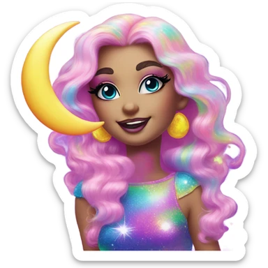 Lisa frank glitter moon sticker