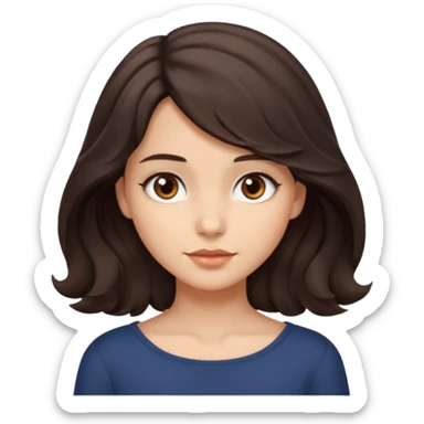 Make a girl with shoulder length wavy very dark cool toned brown hair with brown  sticker